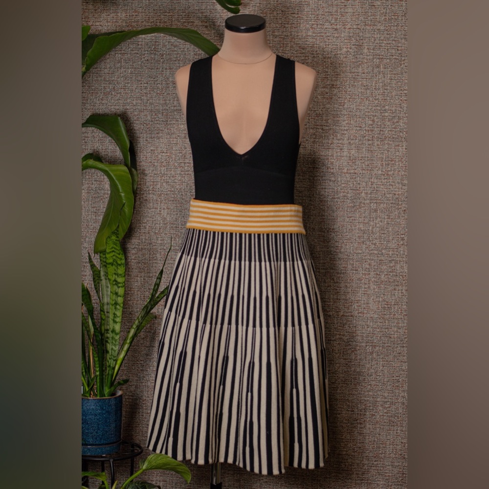 Anthropologie Viola Striped Wool Swing Skirt
